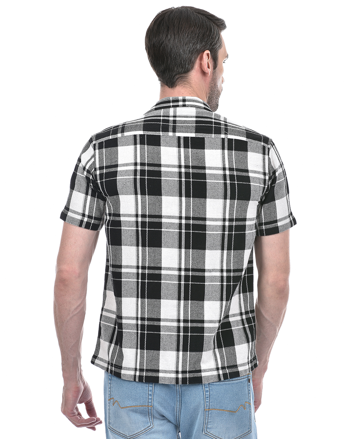 Numero Uno Men Checkered Black Shirt